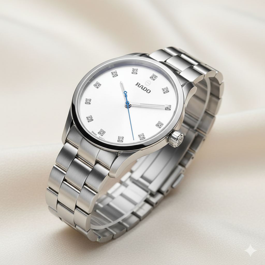 RADO Diamond-Accented Stainless Steel Luxury Watch | Nayvo Noir Nayvo Noir