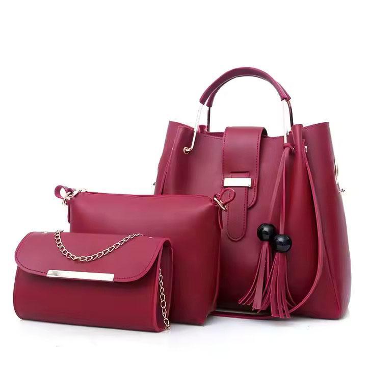 3-in-1 Premium Handbag Set – Maroon Edition (ZTS CR 019) AK_Studio