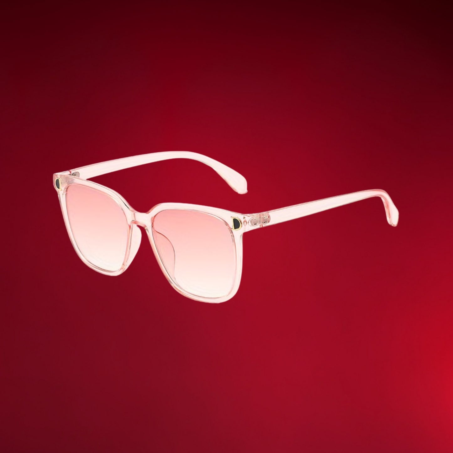 Front view of iconic oversized square sunglasses with a glossy black finish for a luxury fashion statement.