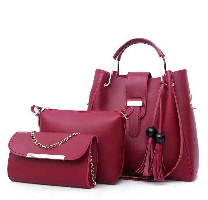 3-in-1 Premium Handbag Set – Maroon Edition (ZTS CR 019) AK_Studio