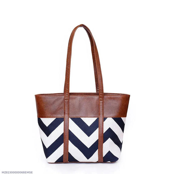 Chevron Detail Tote Bag with Faux Leather Finish (ZTS-CR-061) AK_Studio